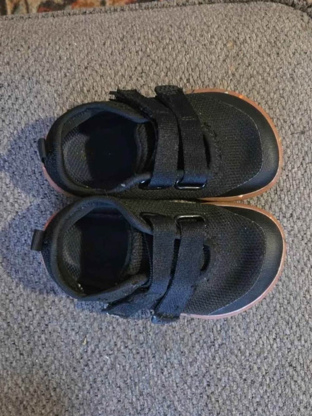Black Barefoot Toddler Shoes with Velcro - Wide